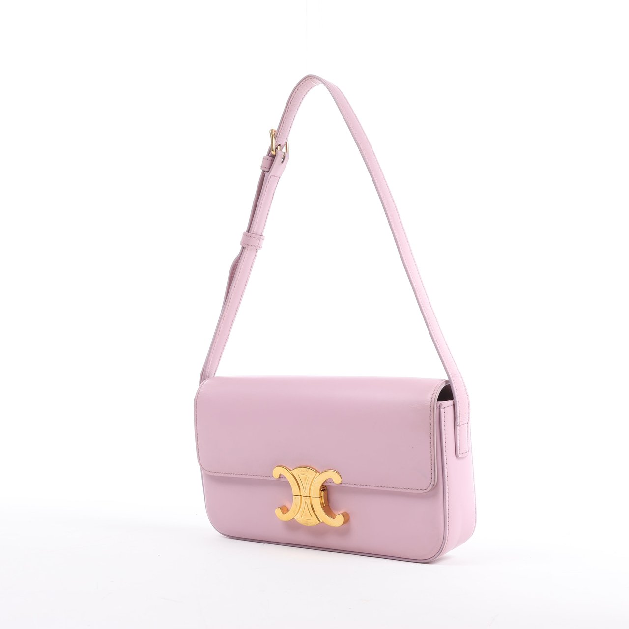 Celine Celine Triomphe Smooth Leather Small Shoulder Bag in Pink Roze
