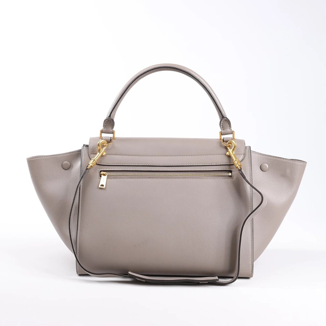 Celine CELINE Trapeze Leather x Suede 2Way Handbag in Gray Grijs