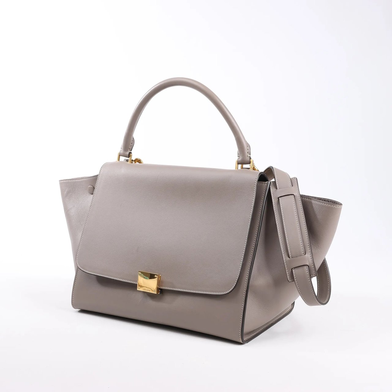 Celine CELINE Trapeze Leather x Suede 2Way Handbag in Gray Grijs
