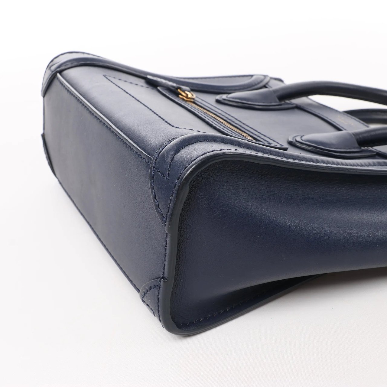 Celine CELINE Nano Luggage Leather 2Way Handbag in Navy Blue Navy