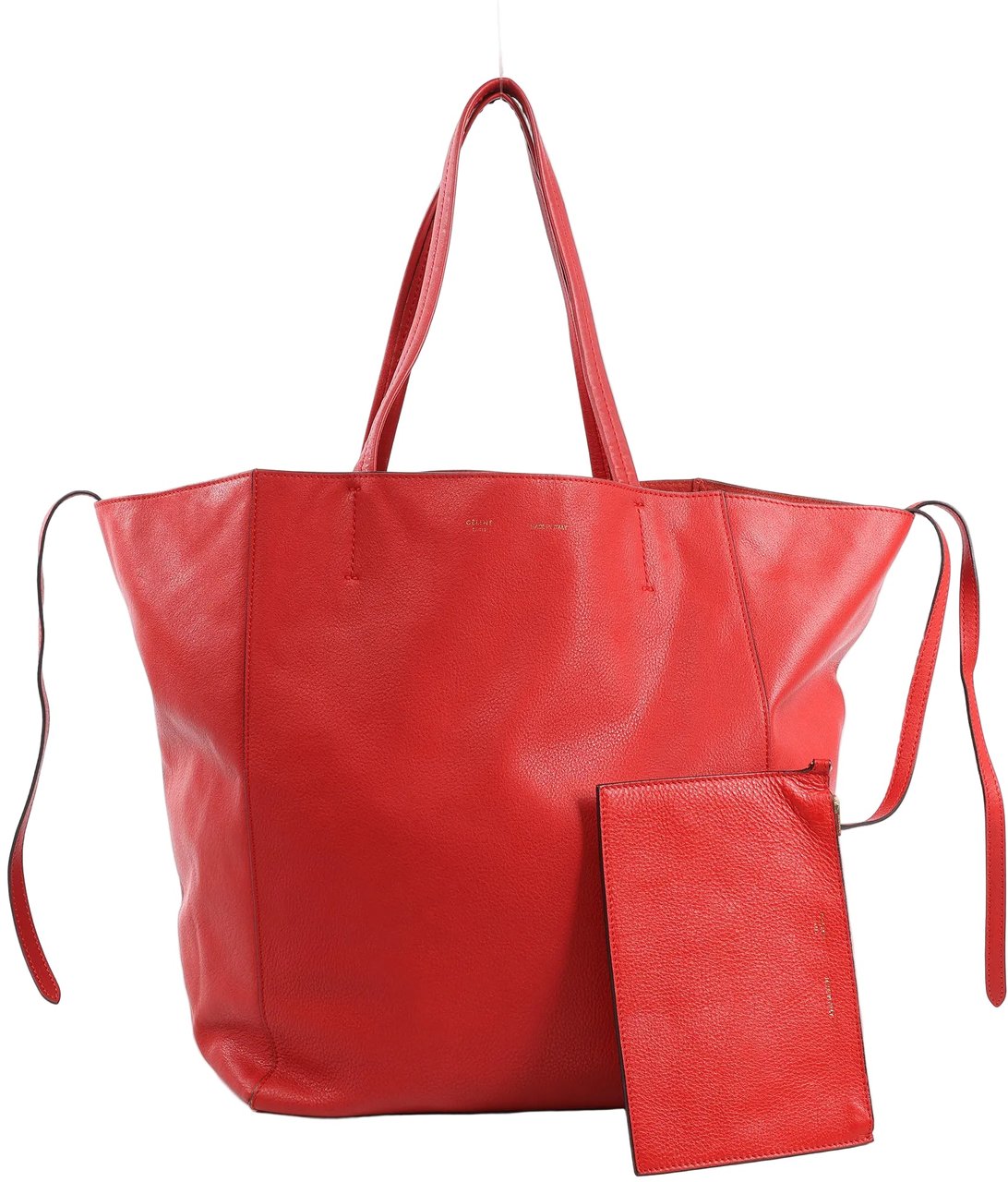 Celine Celine Cabas Phantom Large Leather Shoulder Bag in Red Rood