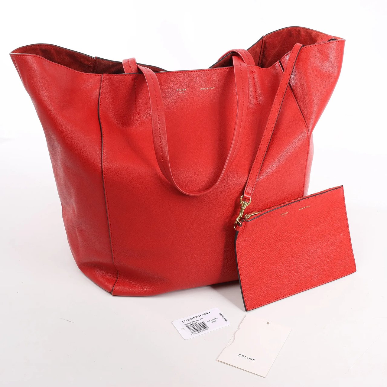 Celine Celine Cabas Phantom Large Leather Shoulder Bag in Red Rood