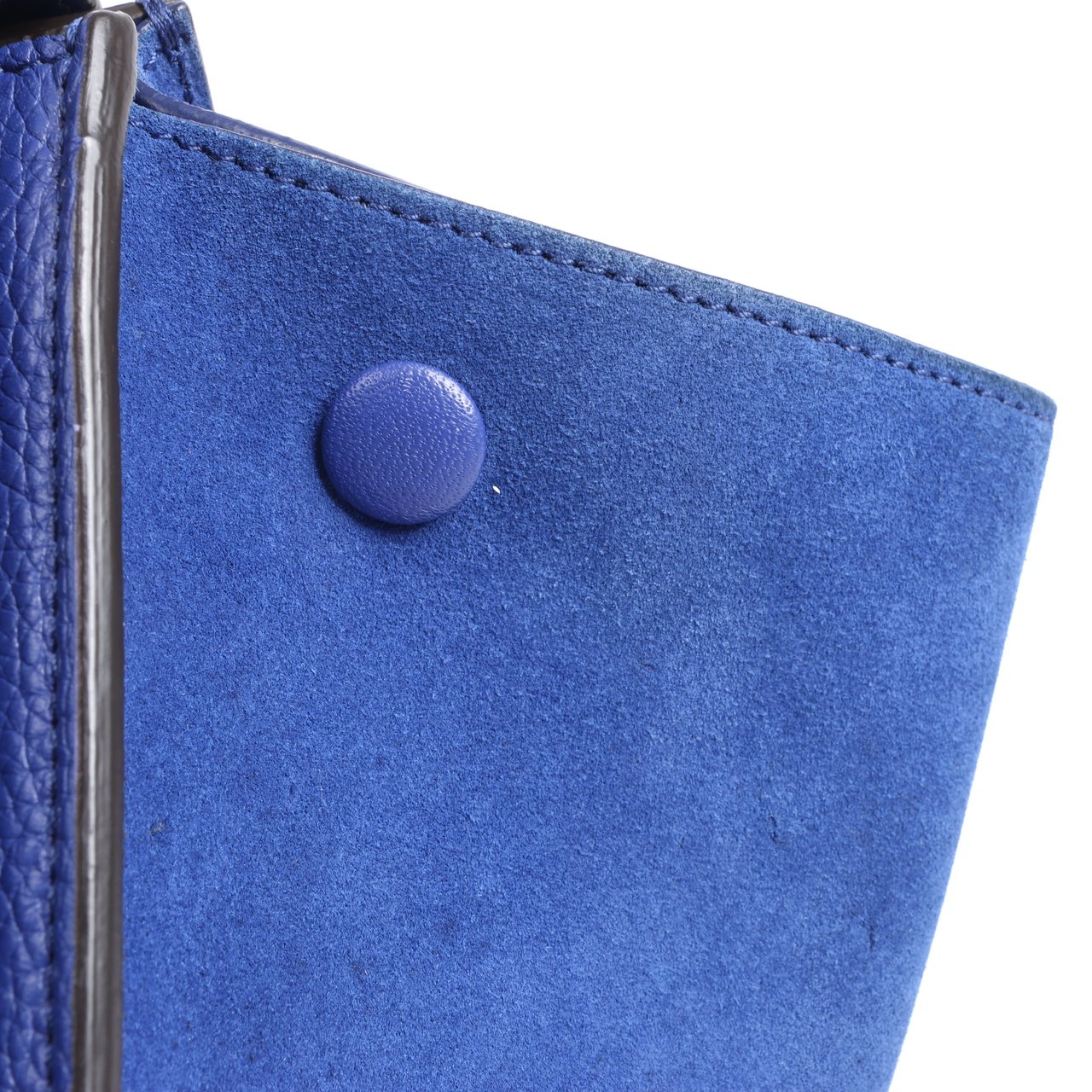 Celine CELINE Trapeze Leather x Suede 2Way Handbag in Blue Blauw