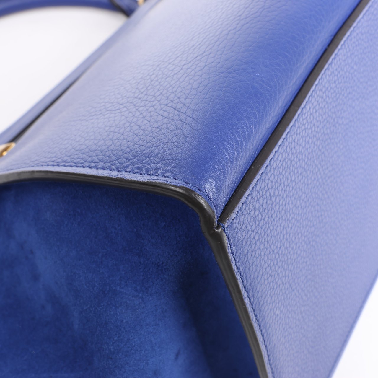 Celine CELINE Trapeze Leather x Suede 2Way Handbag in Blue Blauw