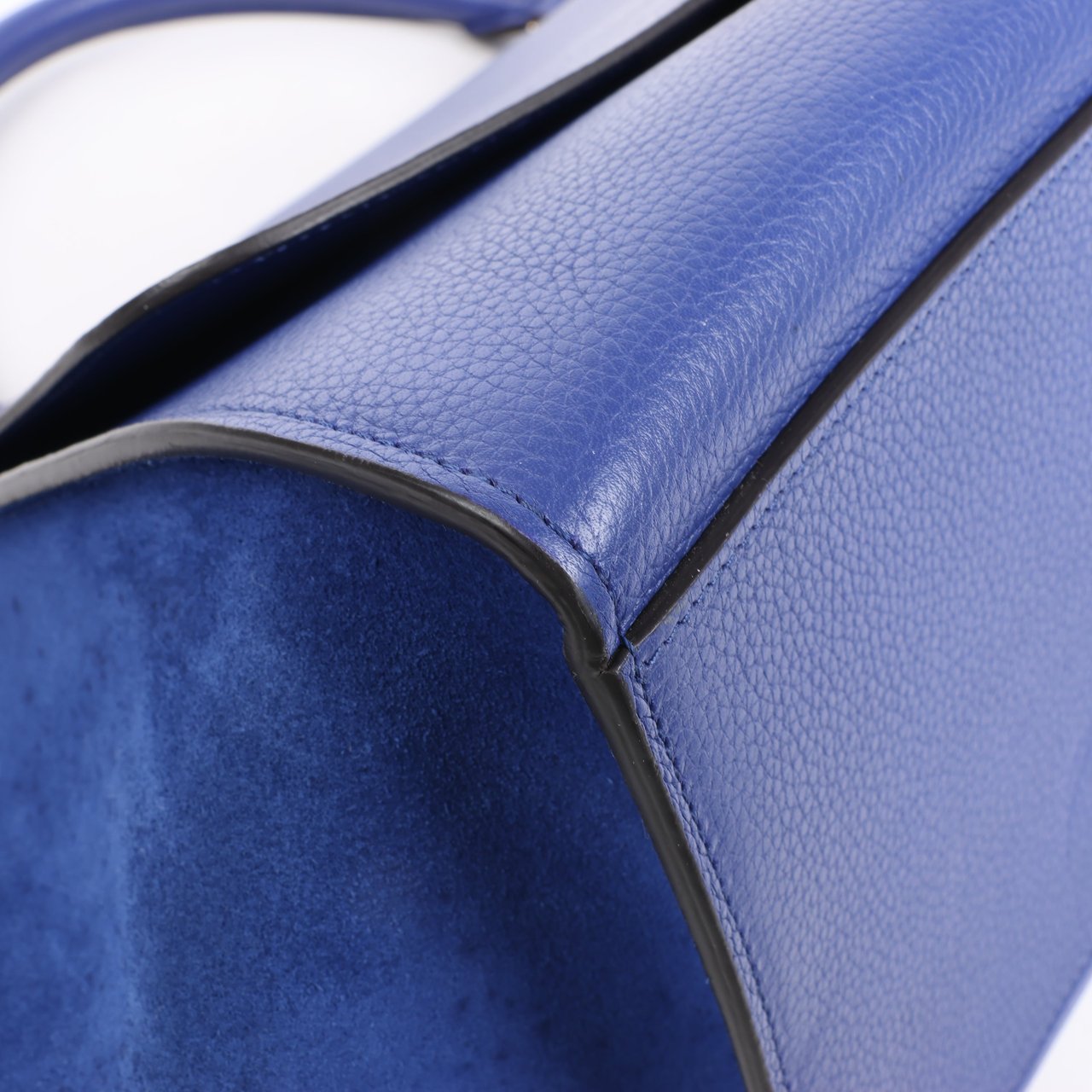 Celine CELINE Trapeze Leather x Suede 2Way Handbag in Blue Blauw