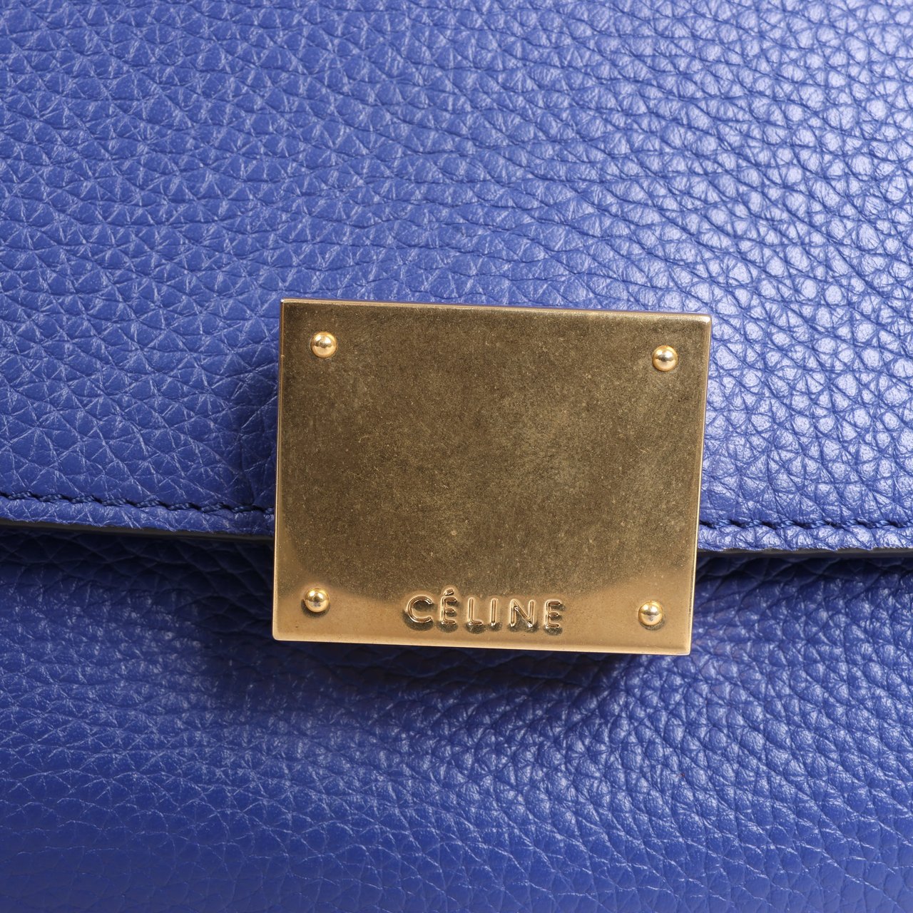 Celine CELINE Trapeze Leather x Suede 2Way Handbag in Blue Blauw