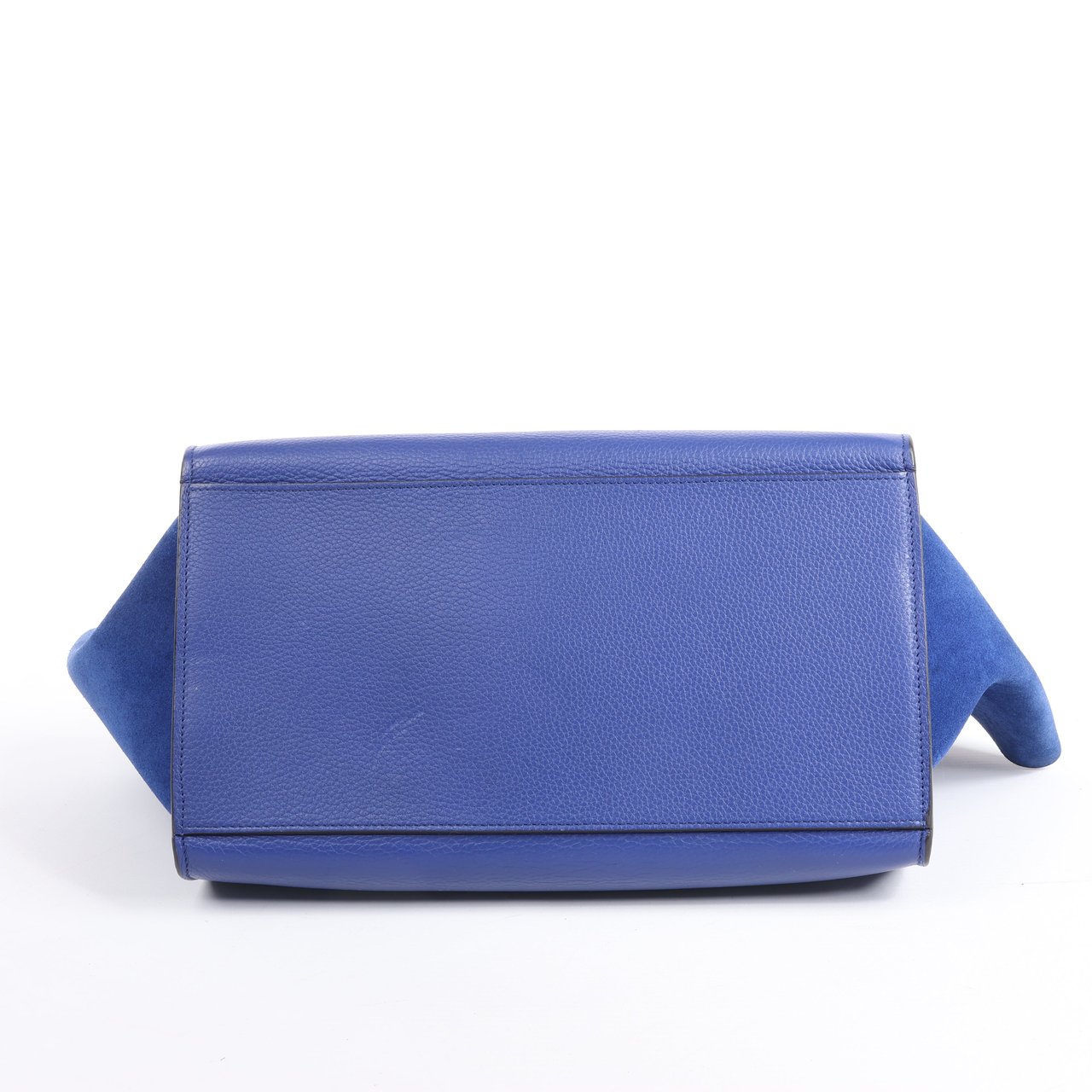 Celine CELINE Trapeze Leather x Suede 2Way Handbag in Blue Blauw