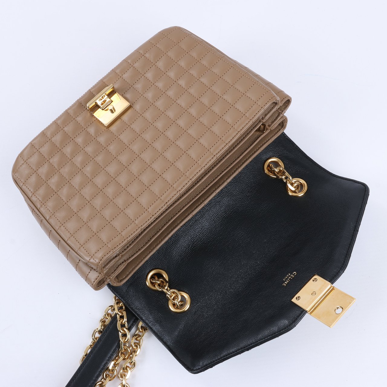 Celine Celine C Sées Medium Leather Chain Shoulder Bag Black × Brown (Marketplaces) Divers