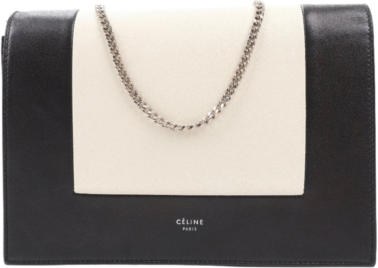 Celine Celine Frame Evening Leather Chain Shoulder Bag in Black × White (Marketplaces) Divers