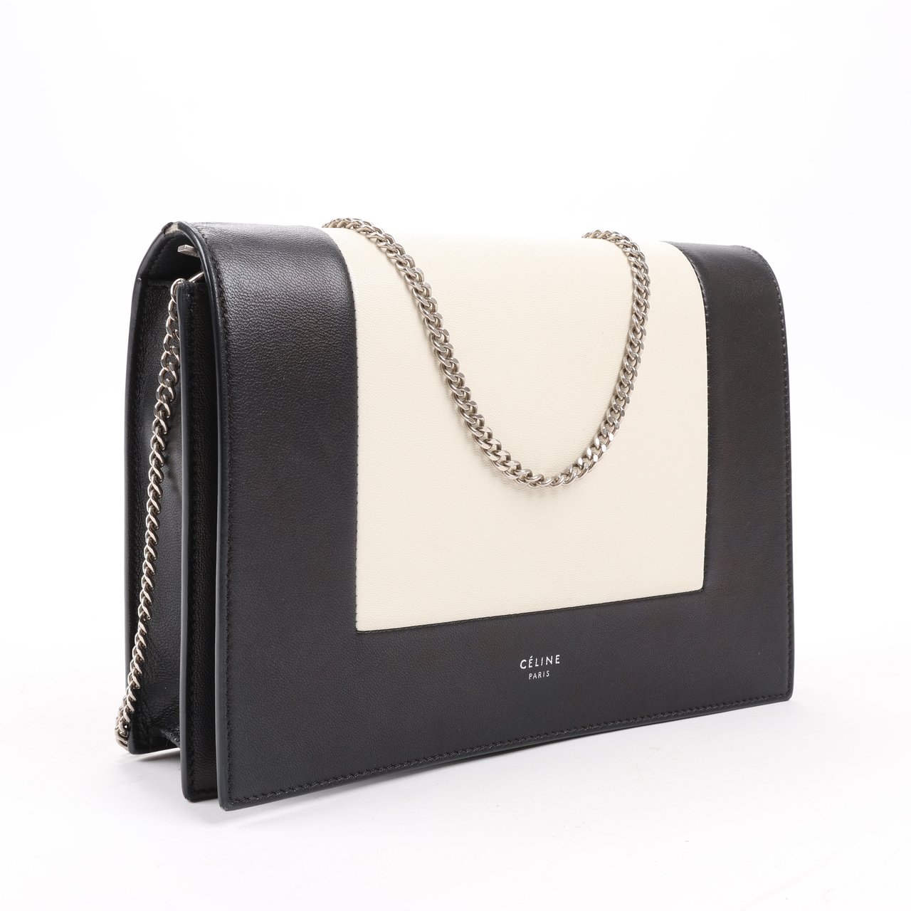 Celine Celine Frame Evening Leather Chain Shoulder Bag in Black × White (Marketplaces) Divers