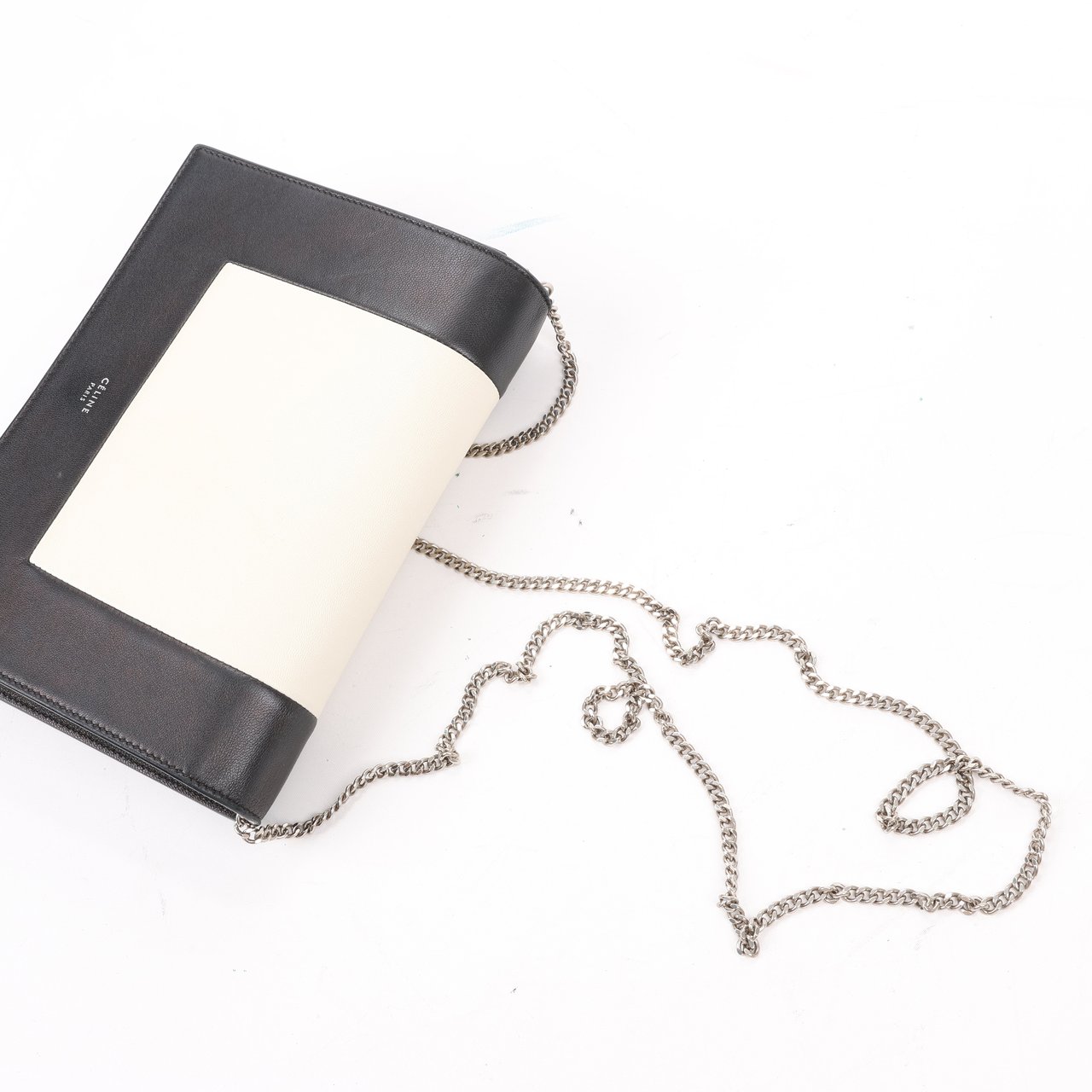 Celine Celine Frame Evening Leather Chain Shoulder Bag in Black × White (Marketplaces) Divers