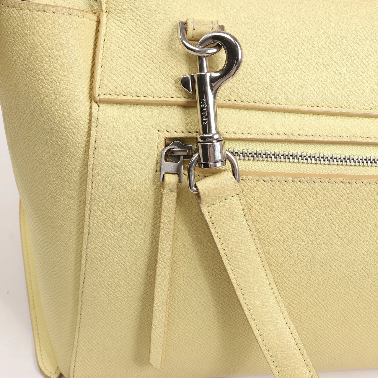 Celine CELINE Belt Bag Grained Leather Micro 2Way Handbag in Yellow Geel