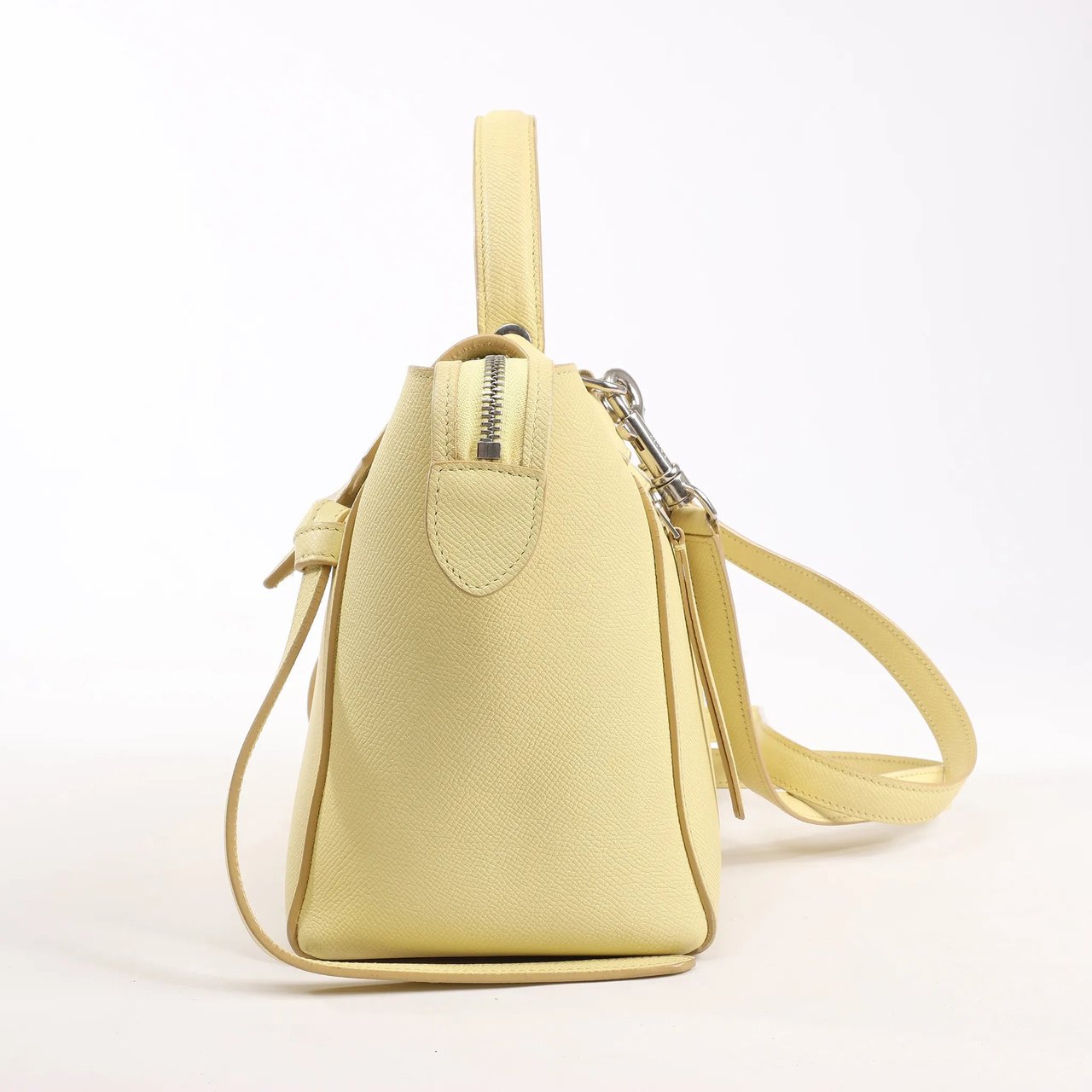 Celine CELINE Belt Bag Grained Leather Micro 2Way Handbag in Yellow Geel