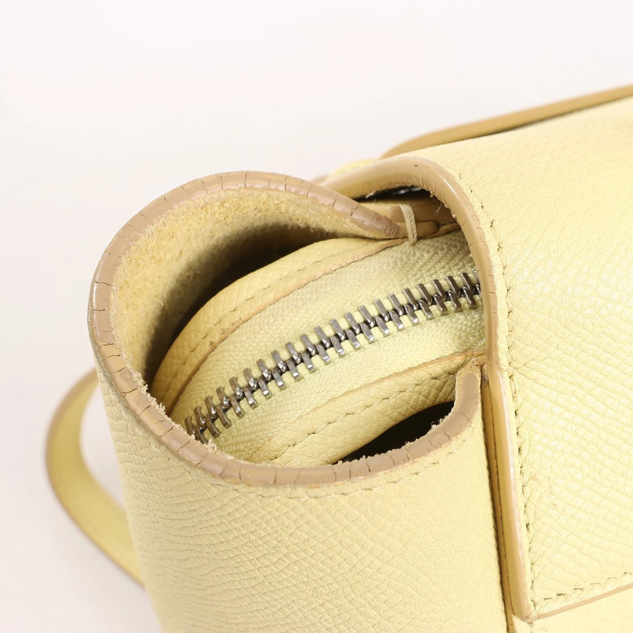 Celine CELINE Belt Bag Grained Leather Micro 2Way Handbag in Yellow Geel