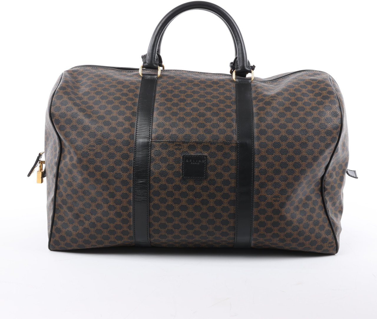 Celine Celine Macadam PVC & Leather Boston Travel bag in Black × Brown Divers