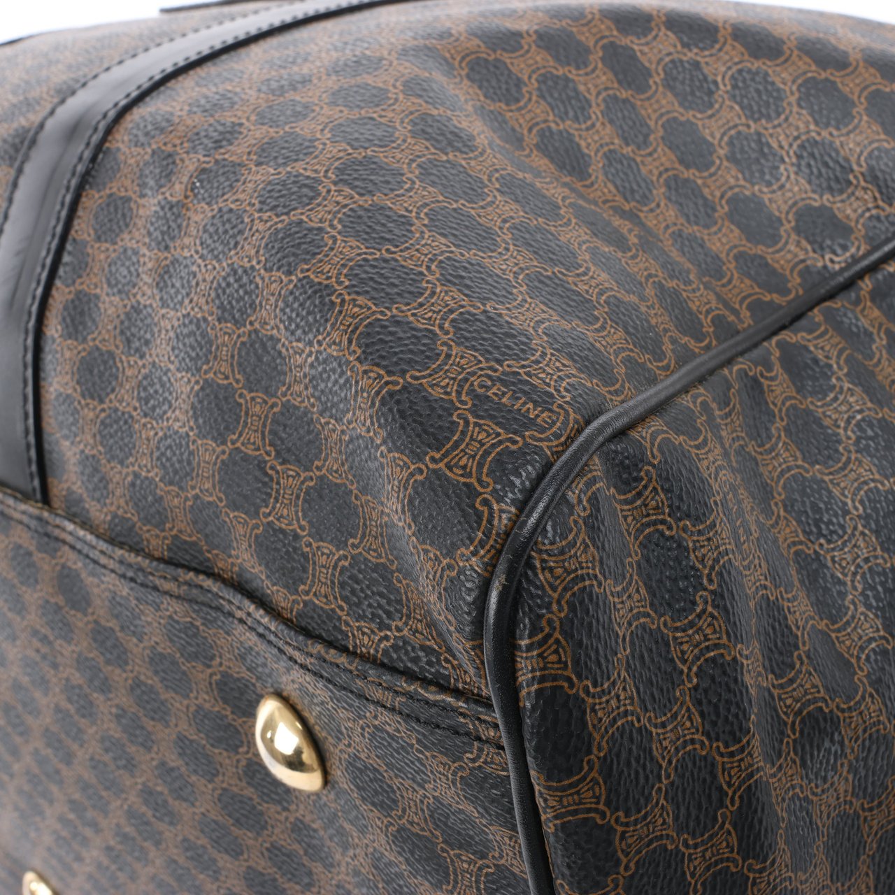 Celine Celine Macadam PVC & Leather Boston Travel bag in Black × Brown Divers