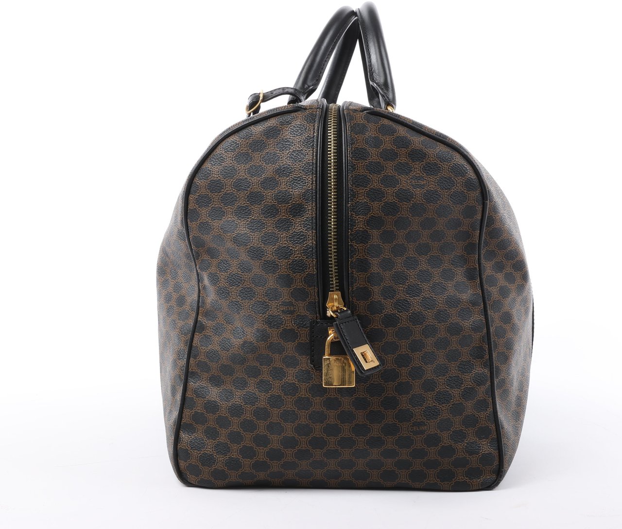 Celine Celine Macadam PVC & Leather Boston Travel bag in Black × Brown Divers