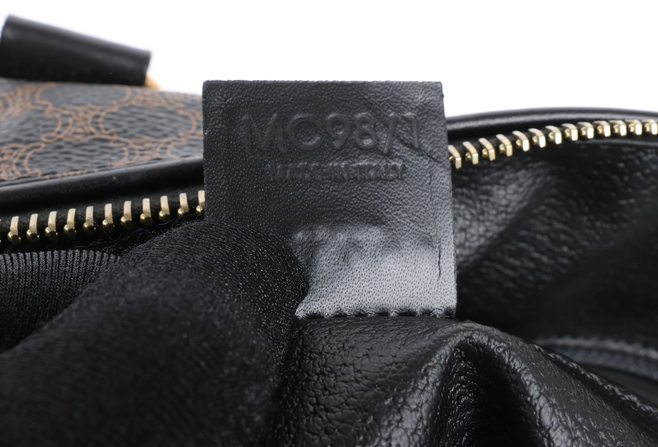 Celine Celine Macadam PVC & Leather Boston Travel bag in Black × Brown Divers