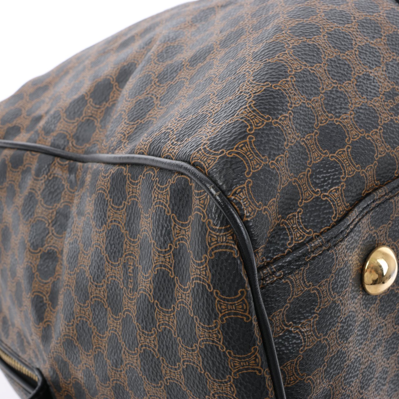 Celine Celine Macadam PVC & Leather Boston Travel bag in Black × Brown Divers