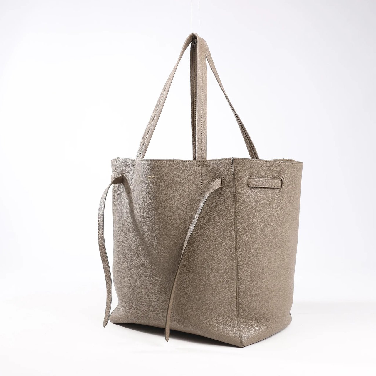 Celine Celine Cabas Phantom Small Leather Shoulder Bag in Taupe Bruin