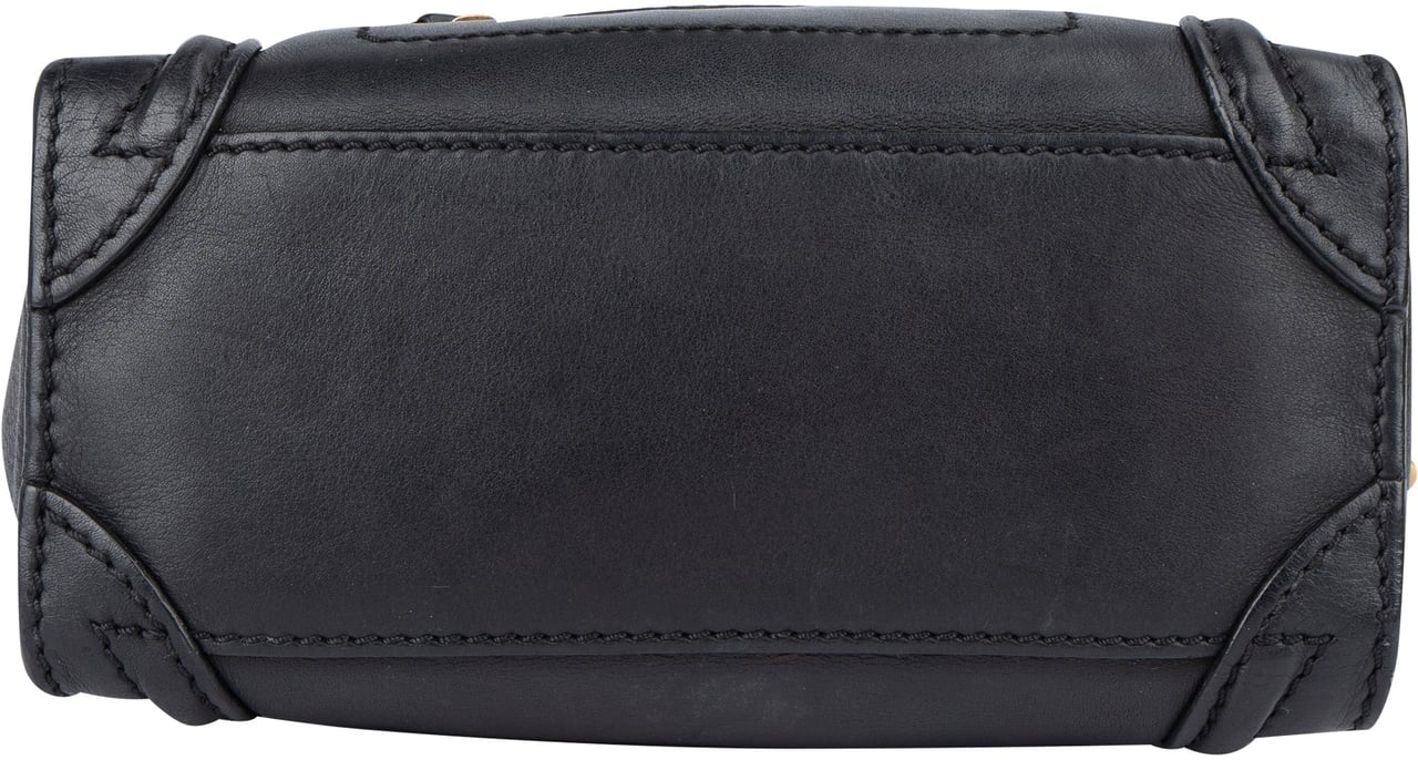 Celine Céline Drummed Calfskin Luggage Handbag Zwart