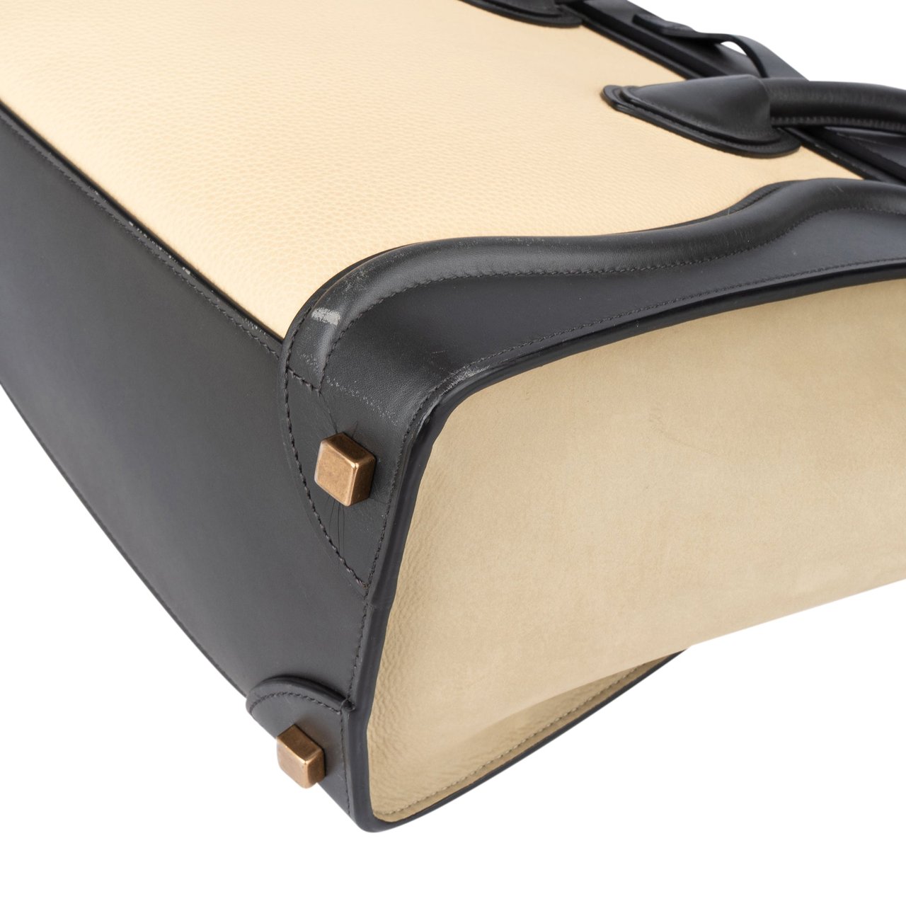 Celine Céline Tricolor Leather Luggage Handbag Zwart