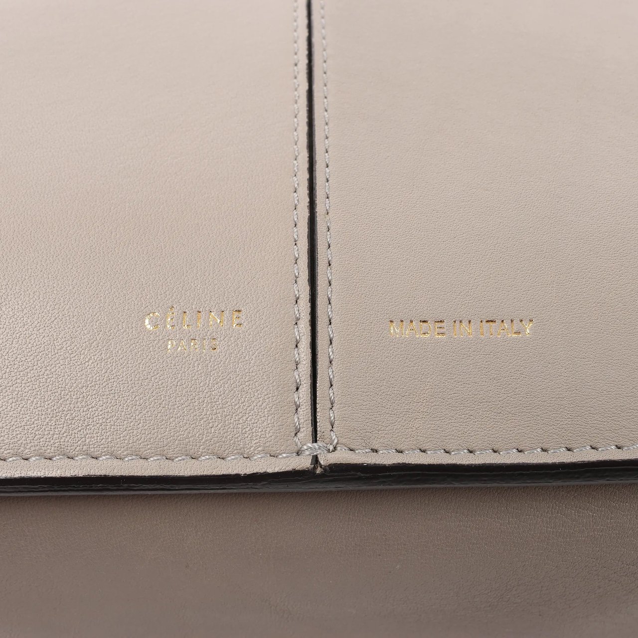 Celine Celine Tri-Fold Leather Shoulder Bag in Greige Beige