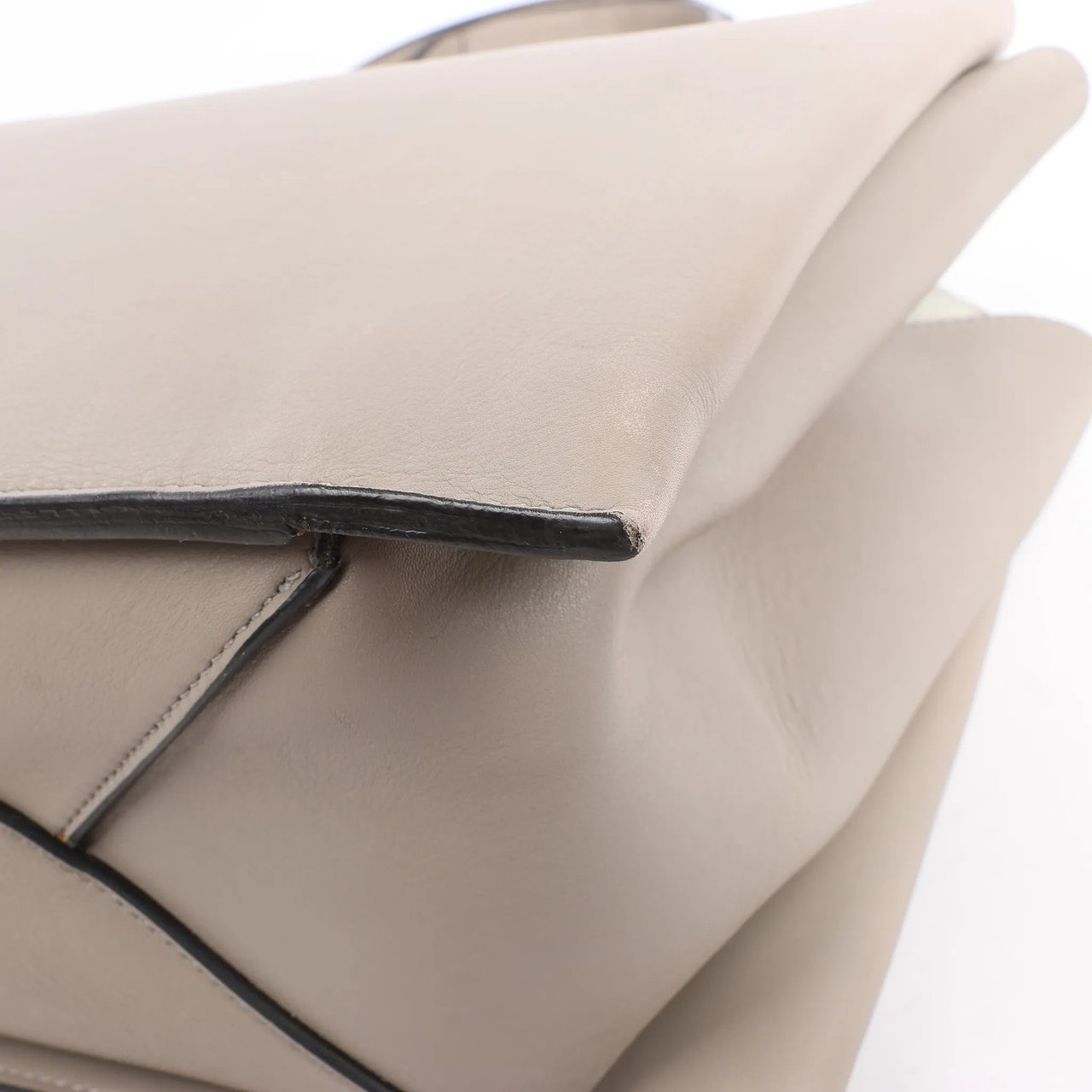 Celine Celine Tri-Fold Leather Shoulder Bag in Greige Beige