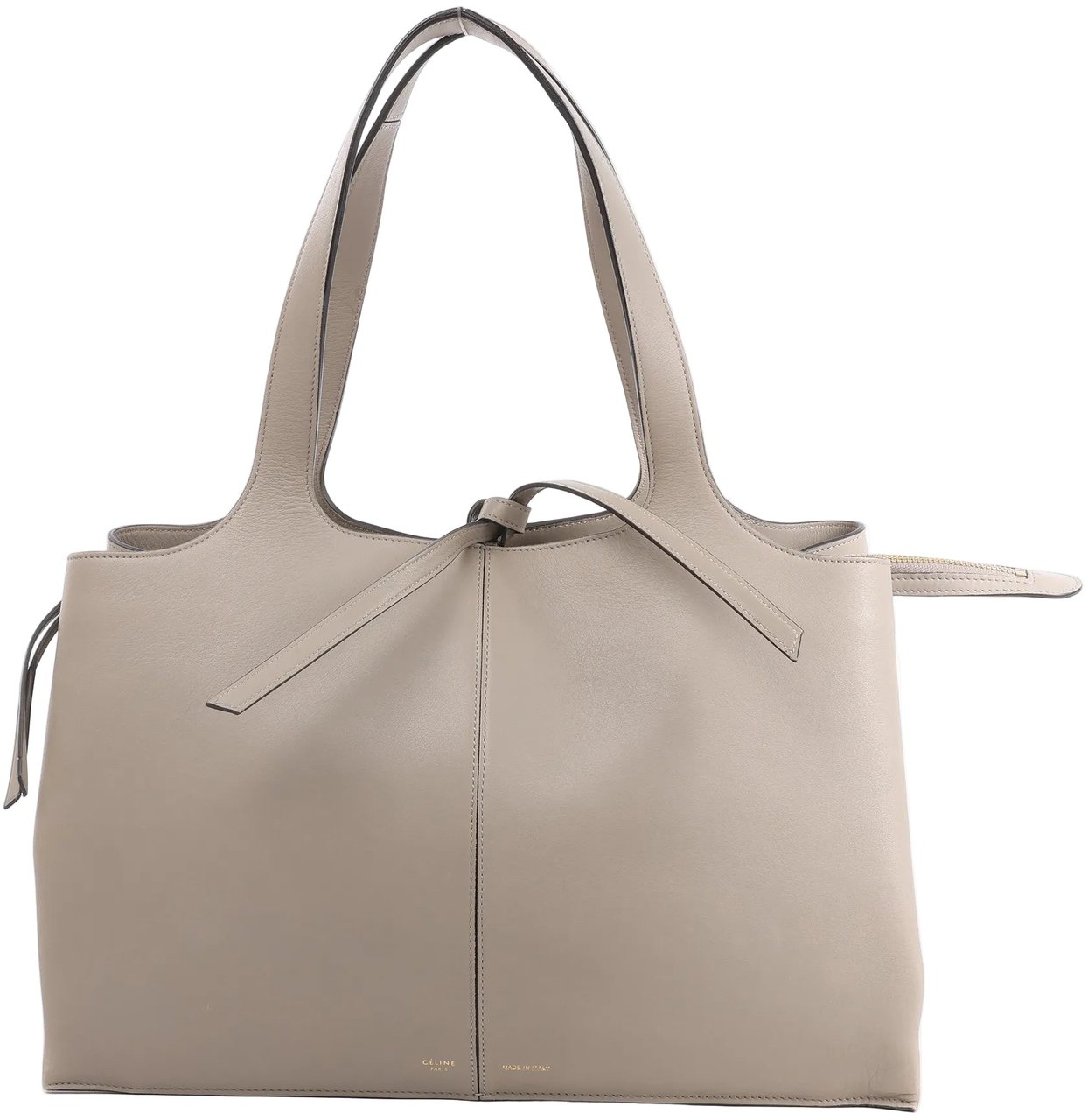Celine Celine Tri-Fold Leather Shoulder Bag in Greige Beige