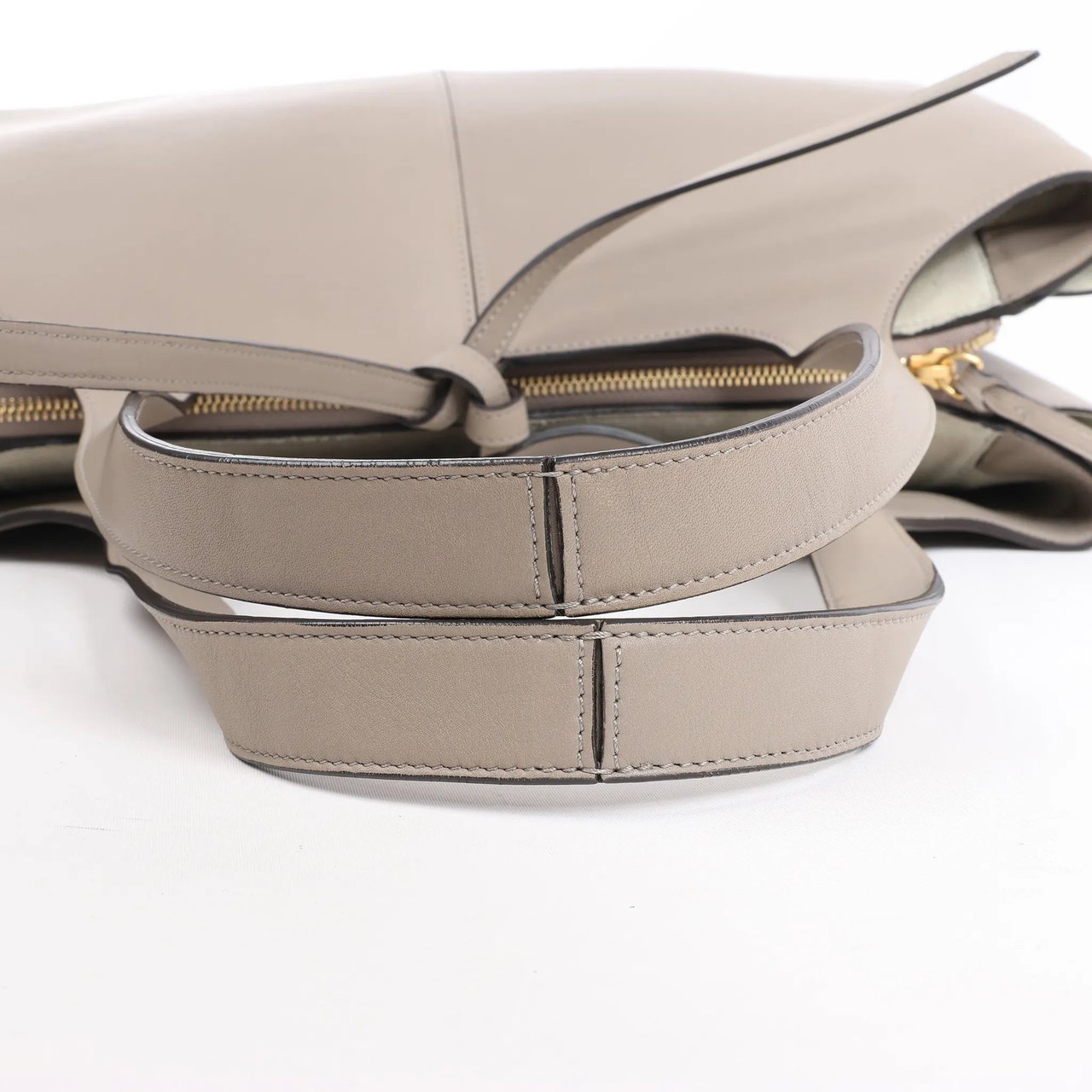 Celine Celine Tri-Fold Leather Shoulder Bag in Greige Beige