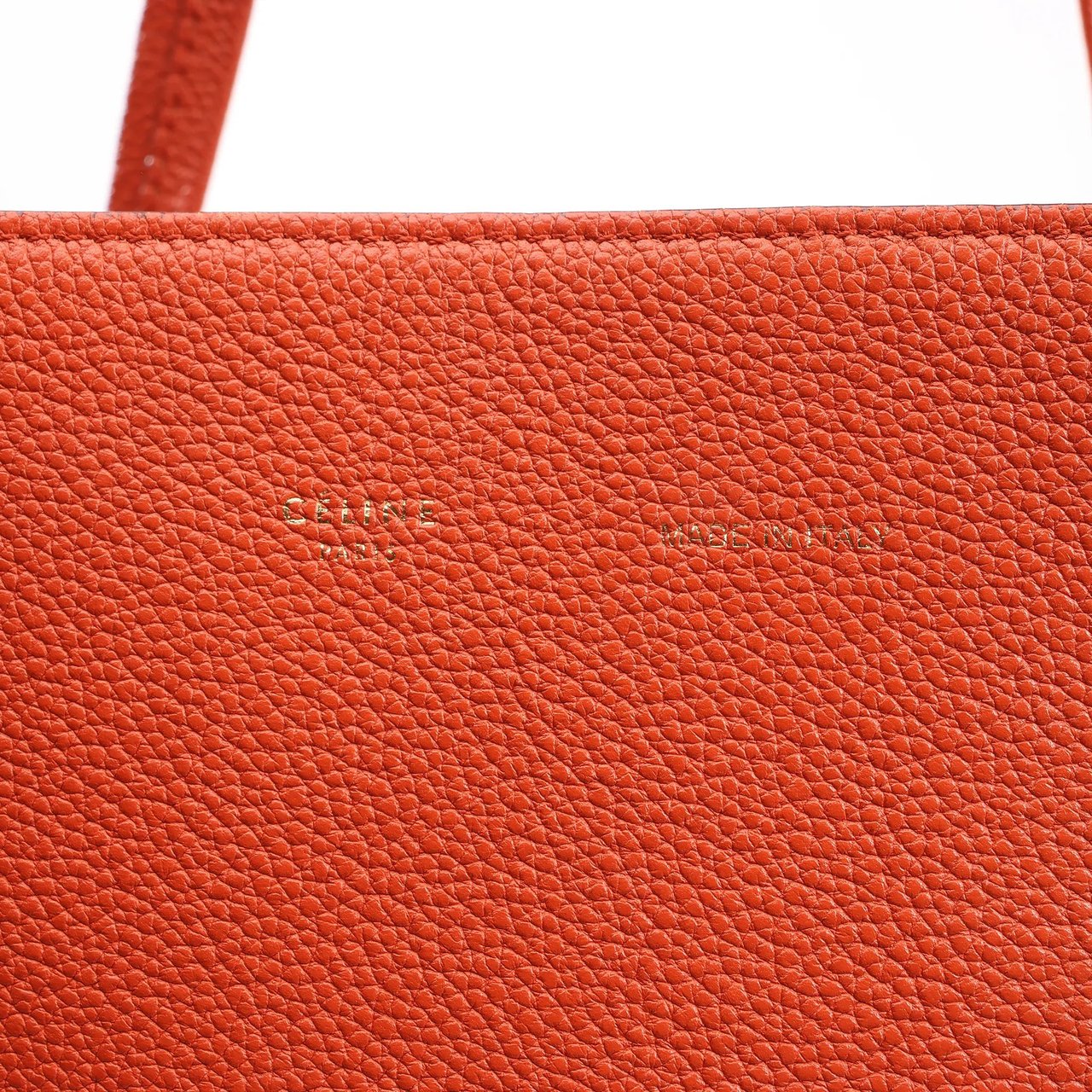 Celine Celine Cabas Phantom Small Leather Shoulder Bag in Orange Oranje