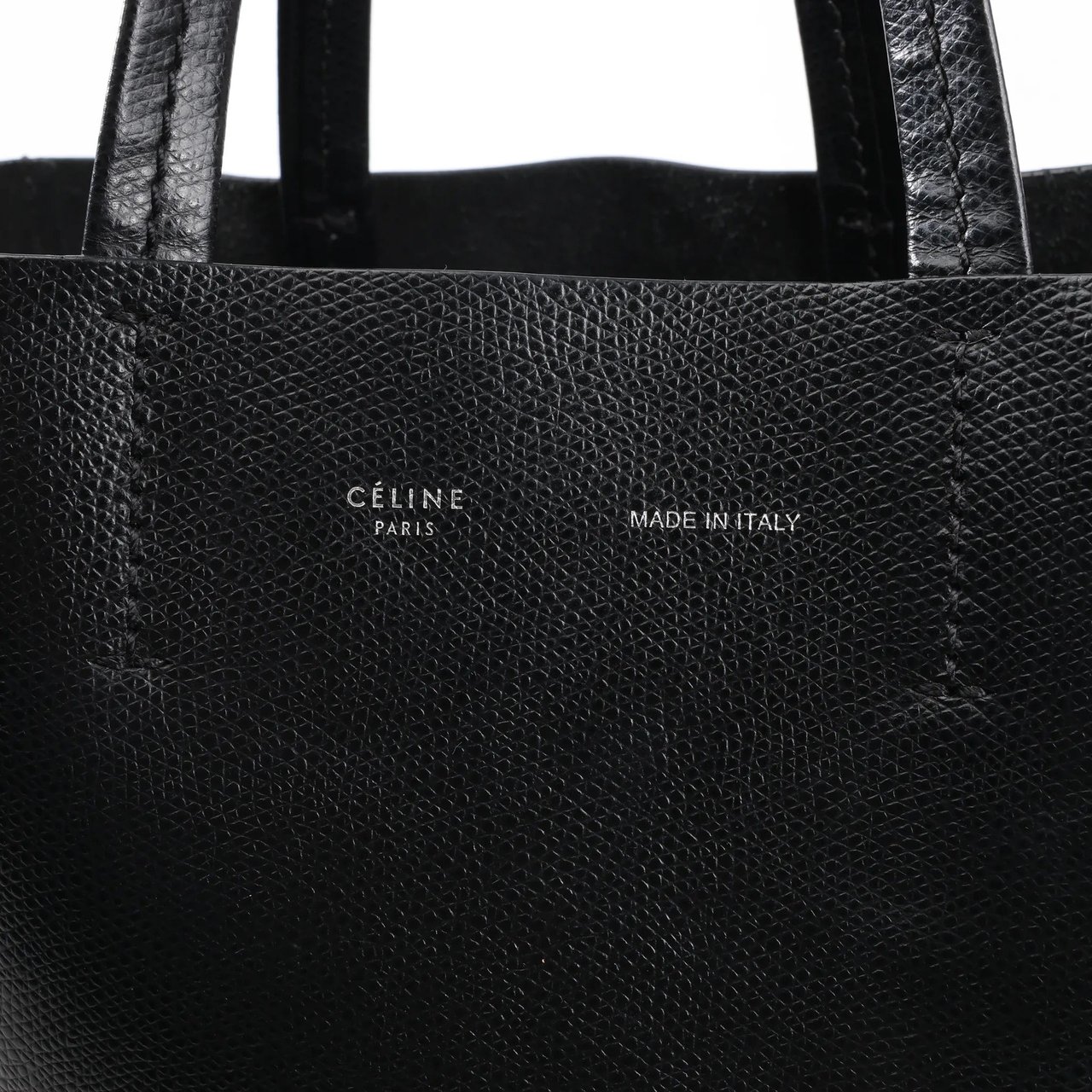 Celine CELINE Cabas Vertical Small Leather 2Way Handbag in Black Zwart