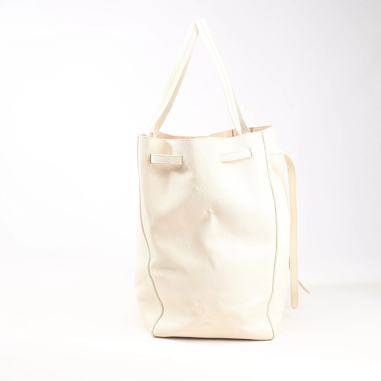 Celine Celine Cabas Phantom Medium Leather Shoulder Bag in White Wit