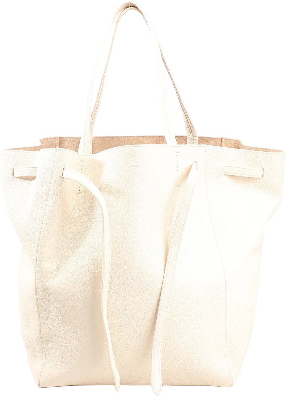 Celine Celine Cabas Phantom Medium Leather Shoulder Bag in White Wit