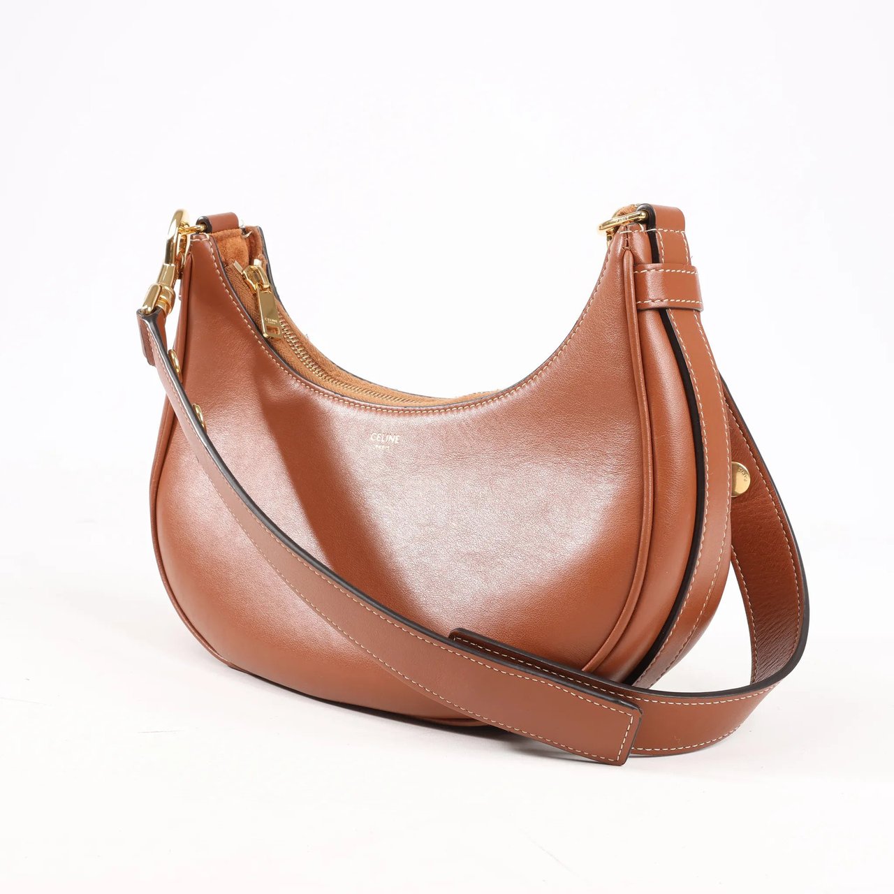 Celine CELINE Ava Leather Shoulder Bag in Brown Bruin