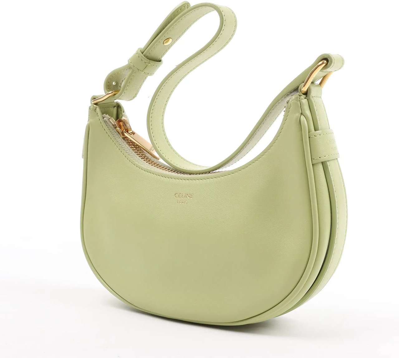 Celine CELINE Ava Leather Shoulder Bag in Green Groen