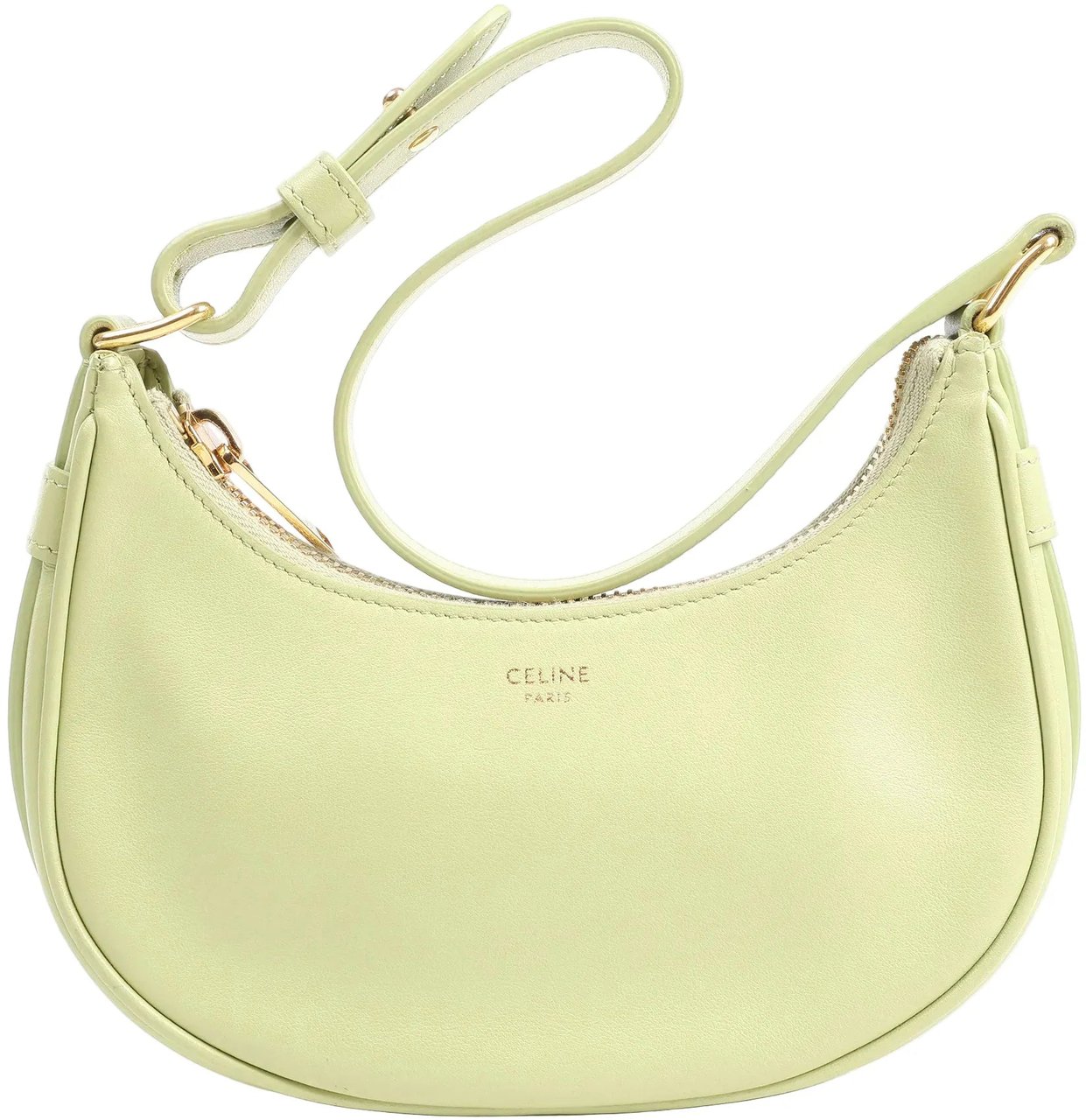 Celine CELINE Ava Leather Shoulder Bag in Green Groen