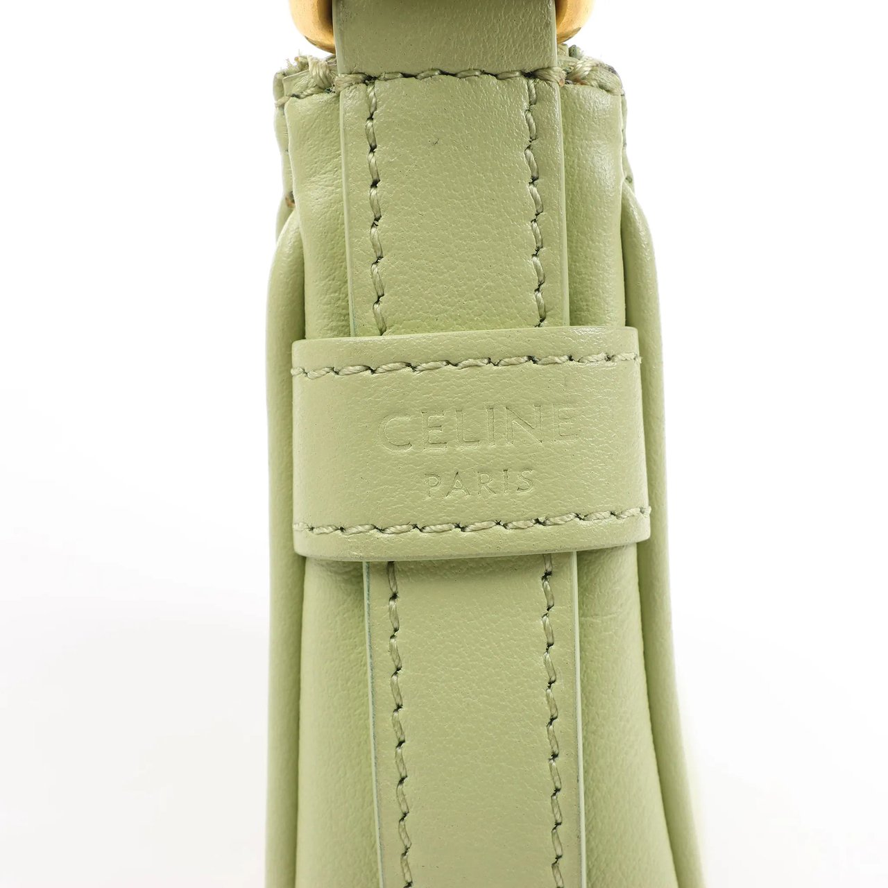 Celine CELINE Ava Leather Shoulder Bag in Green Groen