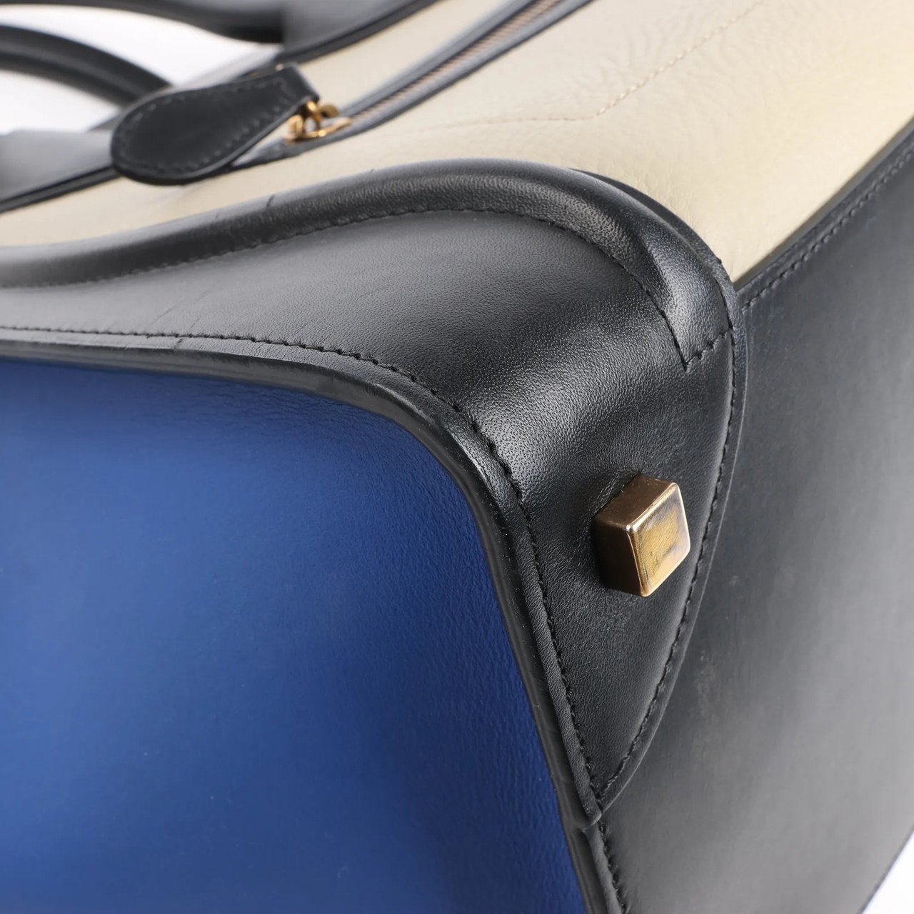 Celine Celine Luggage Mini Leather Tri-Color Handbag in Blue x Beige x Black Divers