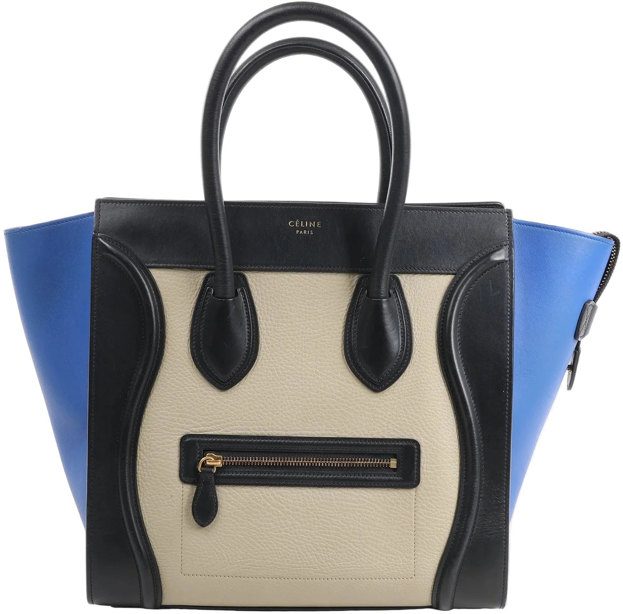 Celine Celine Luggage Mini Leather Tri-Color Handbag in Blue x Beige x Black Divers