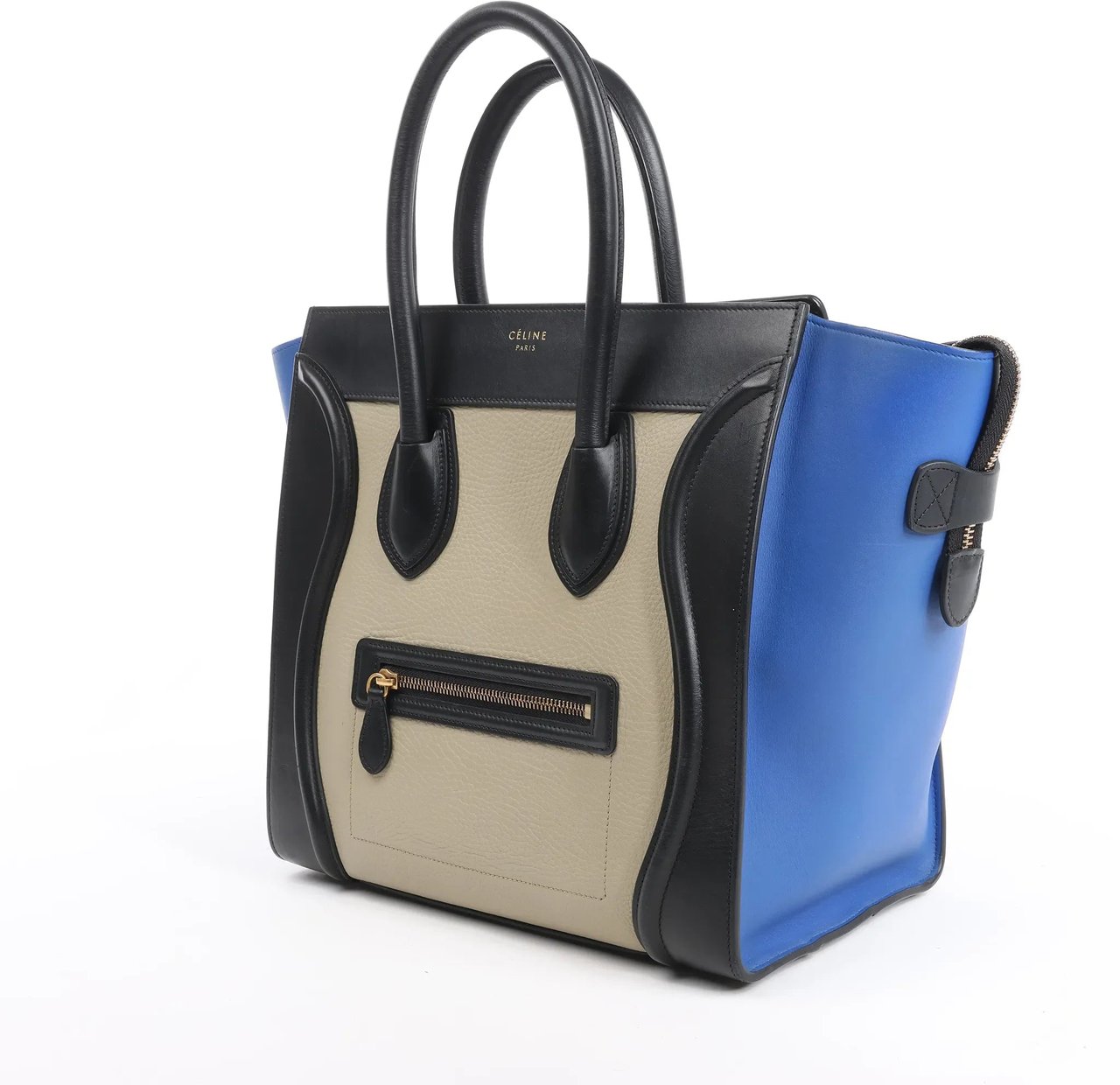 Celine Celine Luggage Mini Leather Tri-Color Handbag in Blue x Beige x Black Divers