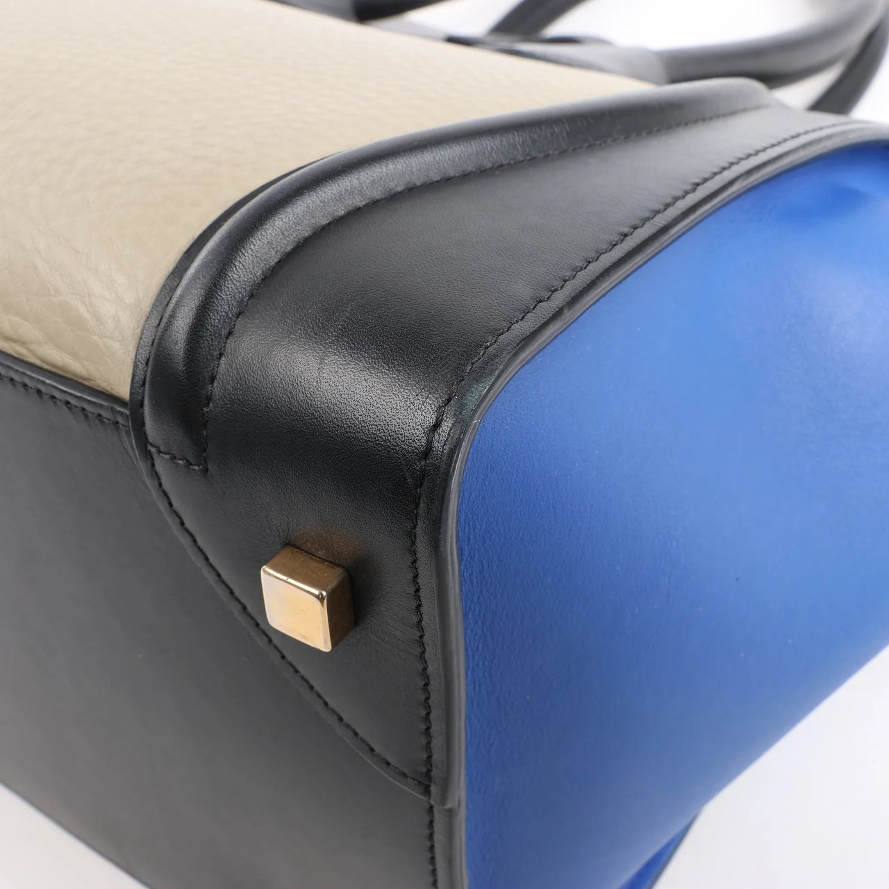 Celine Celine Luggage Mini Leather Tri-Color Handbag in Blue x Beige x Black Divers