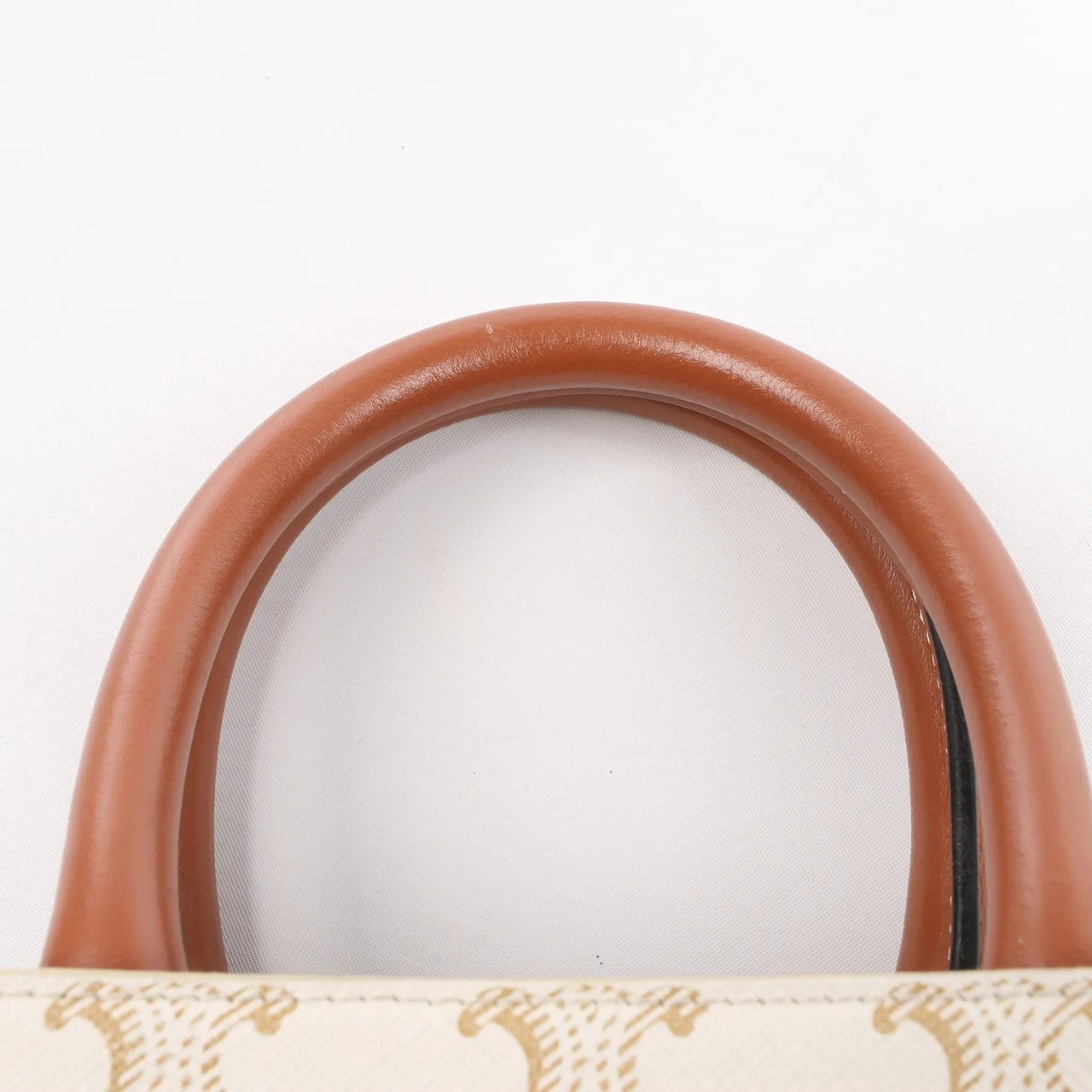 Celine Celine Triomphe Mini Vertical Hippopotamus PVC x Leather 2Way Handbag White x Brown Beige