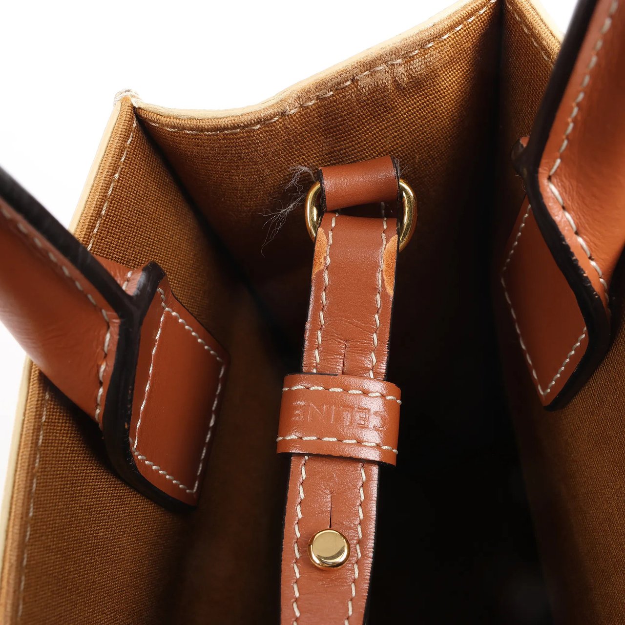 Celine Celine Triomphe Mini Vertical Hippopotamus PVC x Leather 2Way Handbag White x Brown Beige