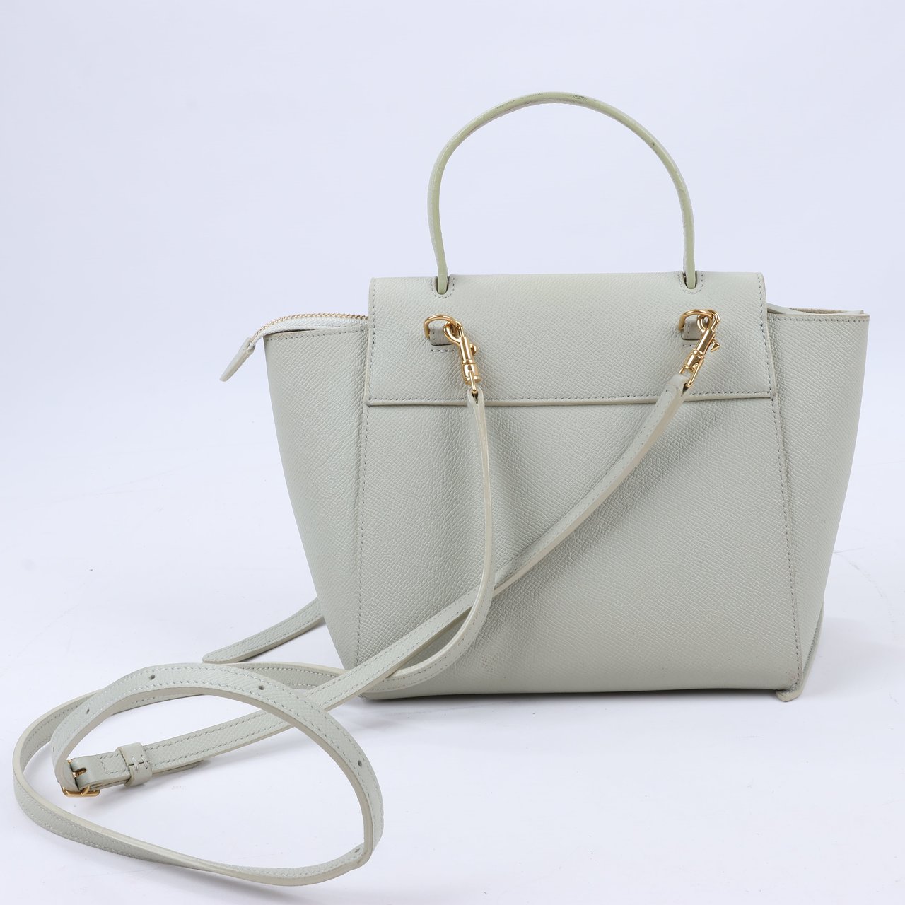 Celine CELINE Belt Bag Grained Calfskin Nano 2Way Handbag in Mint Groen