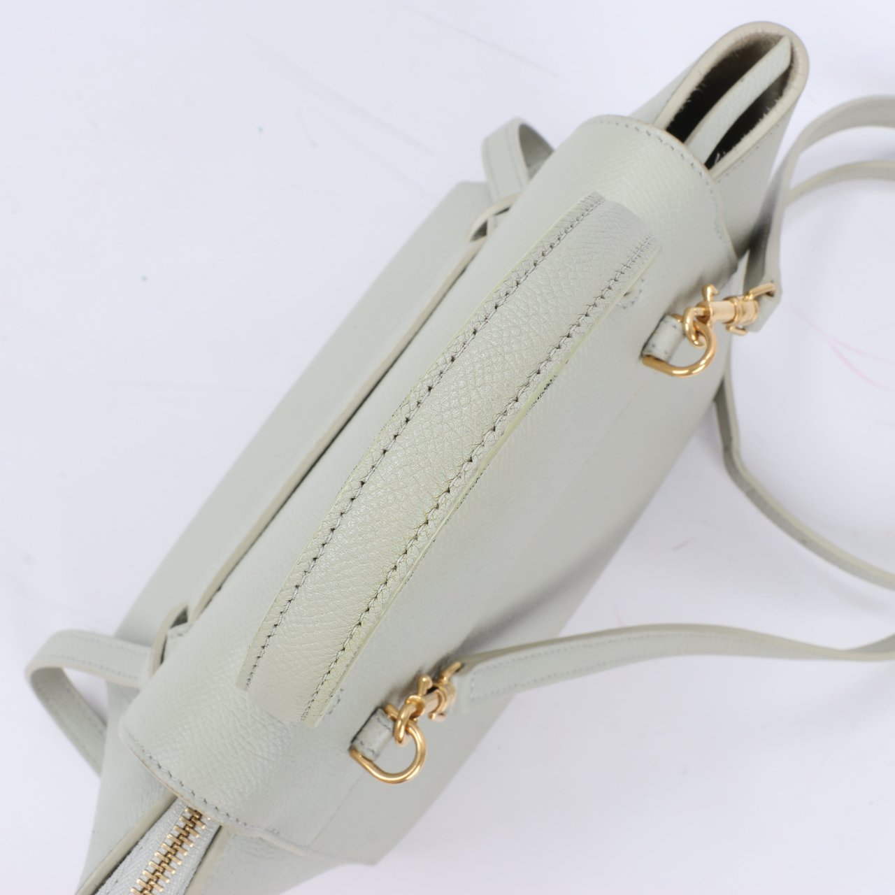 Celine CELINE Belt Bag Grained Calfskin Nano 2Way Handbag in Mint Groen