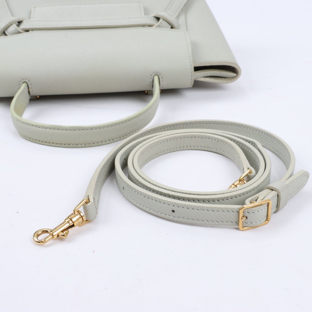 Celine CELINE Belt Bag Grained Calfskin Nano 2Way Handbag in Mint Groen