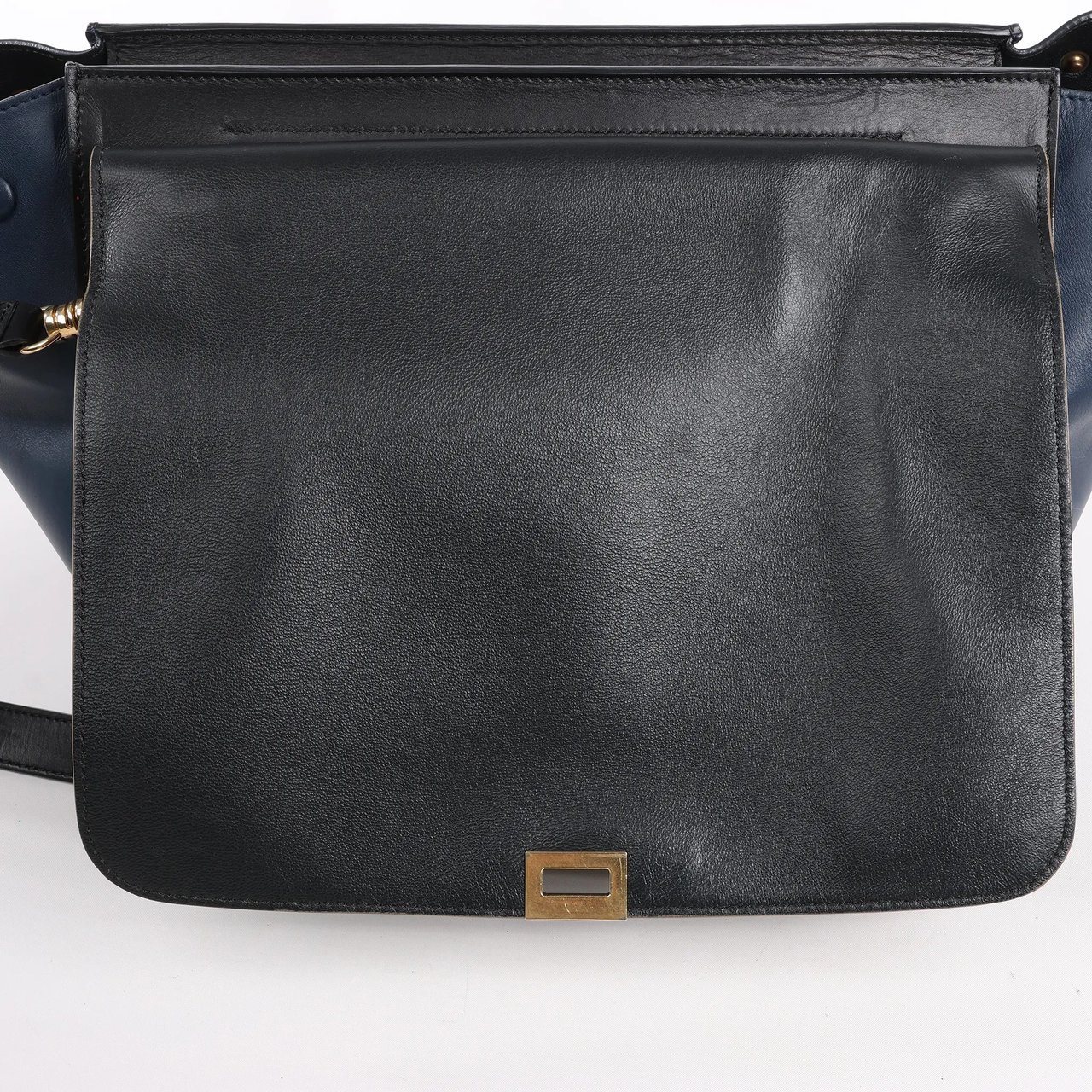 Celine CELINE Trapeze Leather x Suede 2Way Handbag in Black, Navy and Taupe Divers