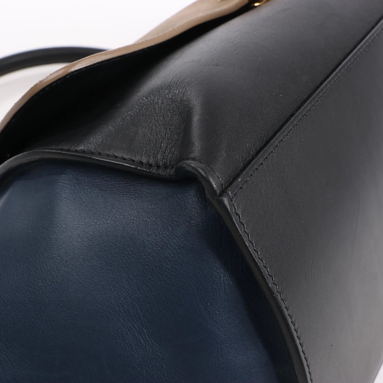 Celine CELINE Trapeze Leather x Suede 2Way Handbag in Black, Navy and Taupe Divers