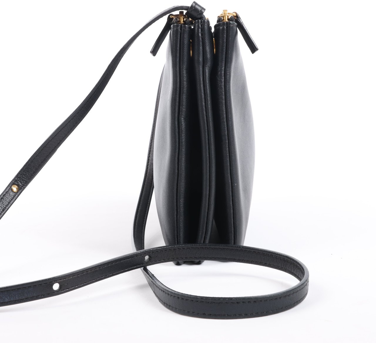 Celine Celine Trio Large Leather Crossbody bag in Black Zwart